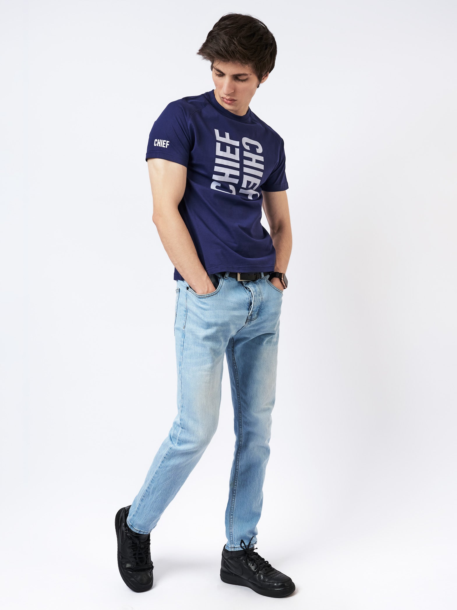 Men's Mirror Graphic T-Shirt Blue
