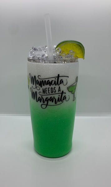 Ice Topper Tumbler, Margarita Tumbler, Custom Tumbler, Mamacita Tumbler,  Glitter Tumbler, Lime Topper, Iced Topper, Summertime Tumbler 