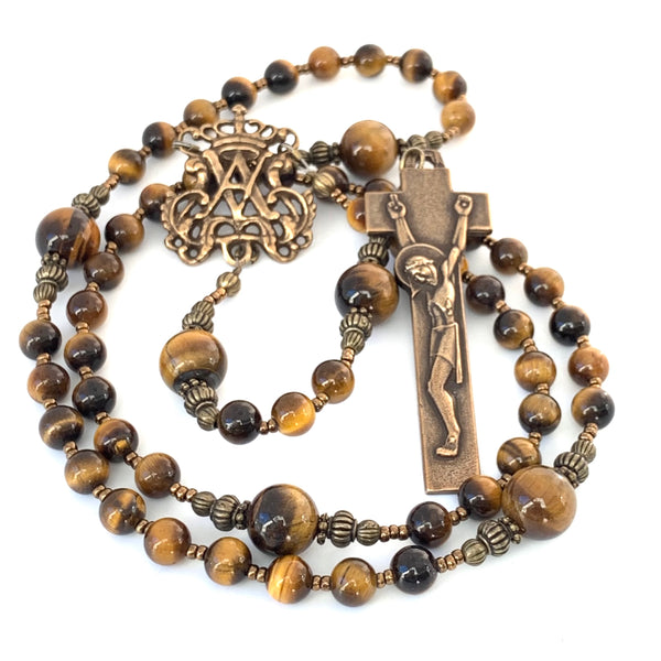 Brown Rosary with Benedictine Crucifix - Benedictines of Mary