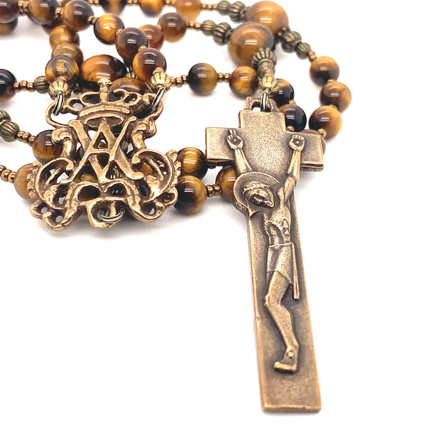 Brown Rosary with Benedictine Crucifix - Benedictines of Mary