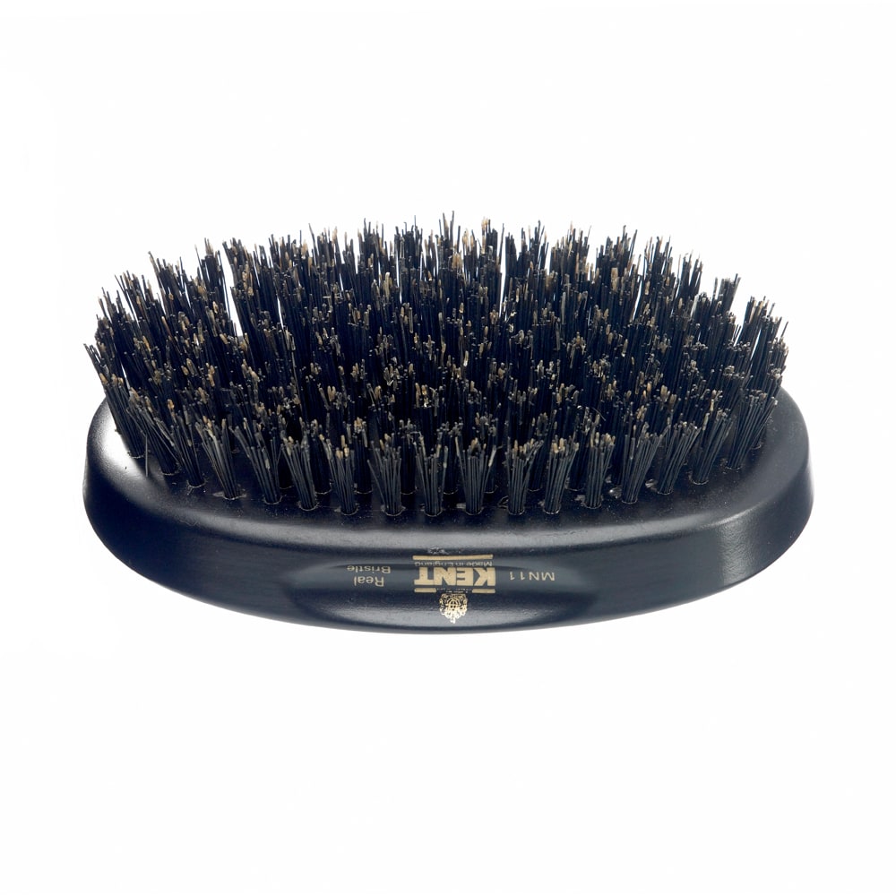 Mens Finest Ebony Pure Black Bristle Oval Brush - MN11