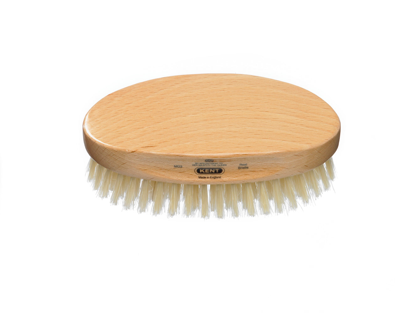 Mens Finest Beechwood Pure White Bristle Oval Brush - MG3