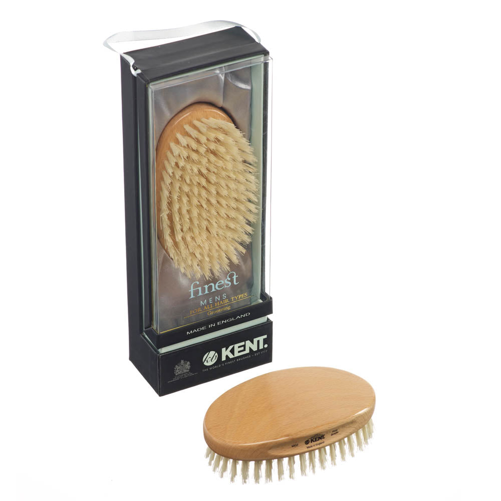 Mens Finest Beechwood Pure White Bristle Oval Brush - MG3