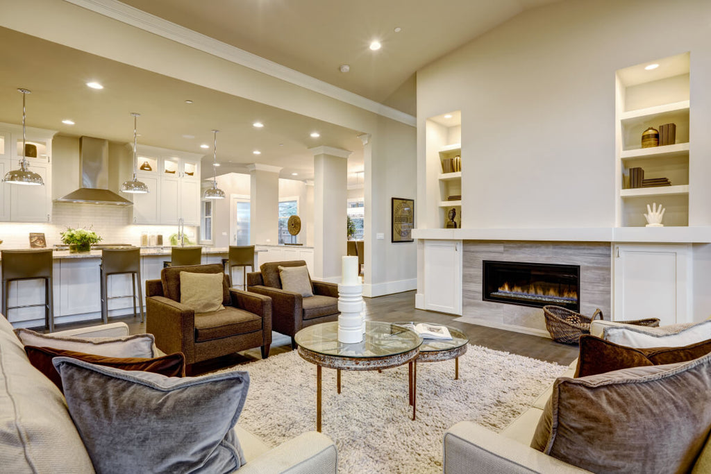 recessed light in contemporary living room