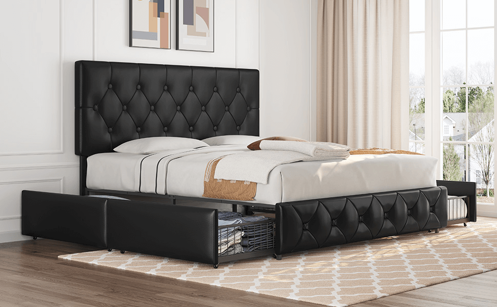 Yaheetech King Bed Frame with Drawer Storage