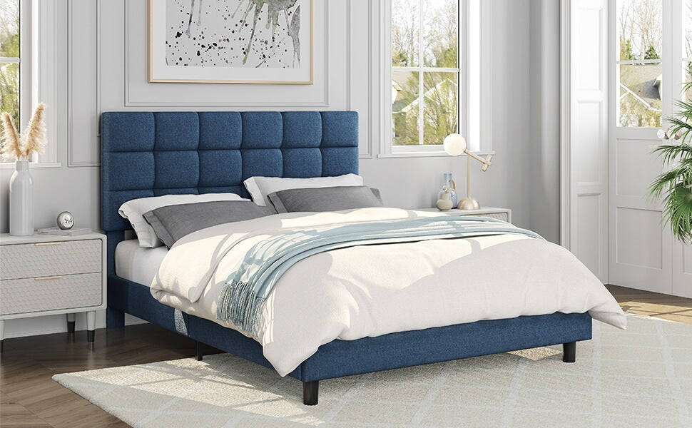 Yaheetech Modern Platform Bed Frame, Navy Blue