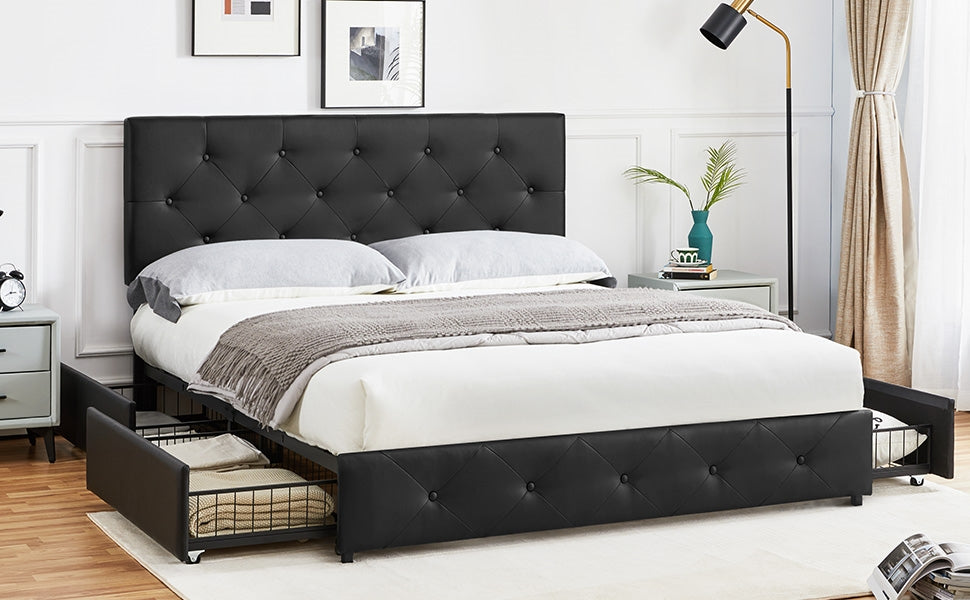 Yaheetech Queen Upholstered Platform Bed Frame