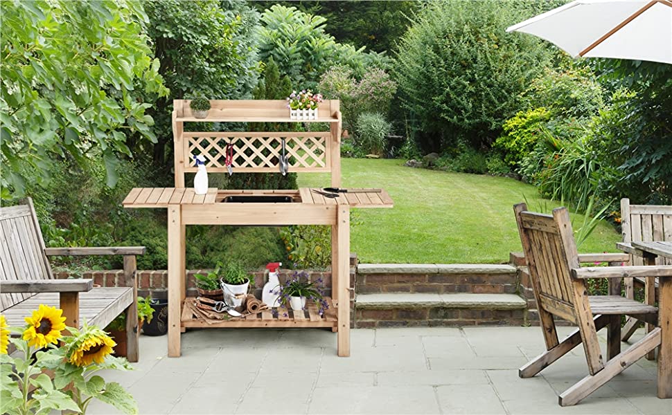 Garden Potting Bench Table