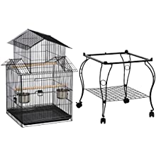 55-inch Rolling Standing Triple Roof Top Medium Parrot Cage