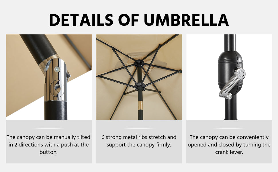 7.5 FT Patio Umbrella + 30lbs 18’’ Umbrella Base