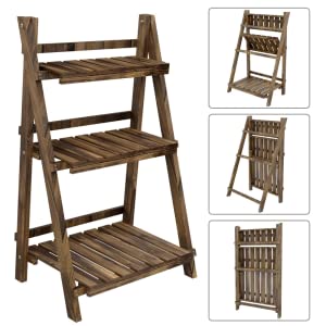 3-Tier Folding Wooden Plant Stand