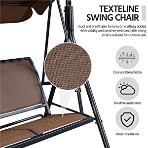 3-Seat Outdoor Patio Swing Chair