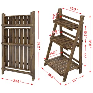 3-Tier Folding Wooden Plant Stand