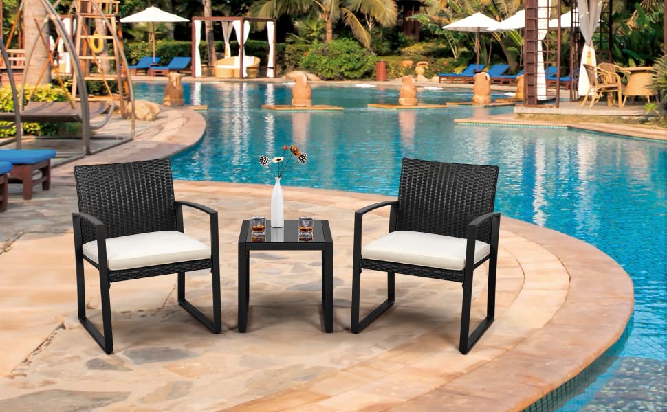 3pcs Wicker Patio Bistro Set