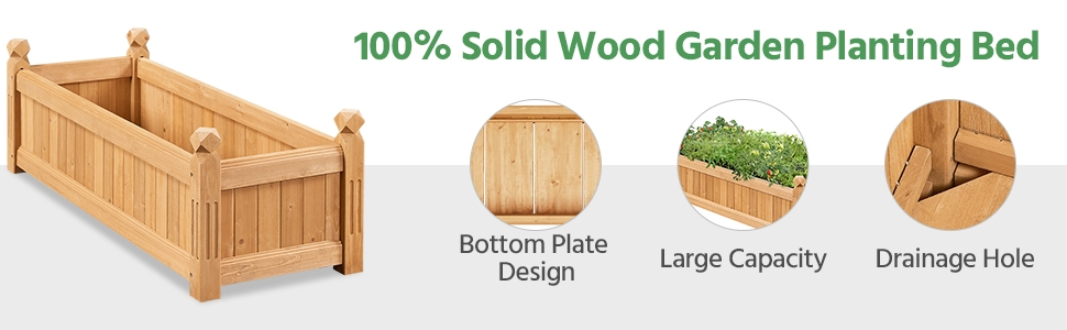 Wood Rectangular Garden Planter