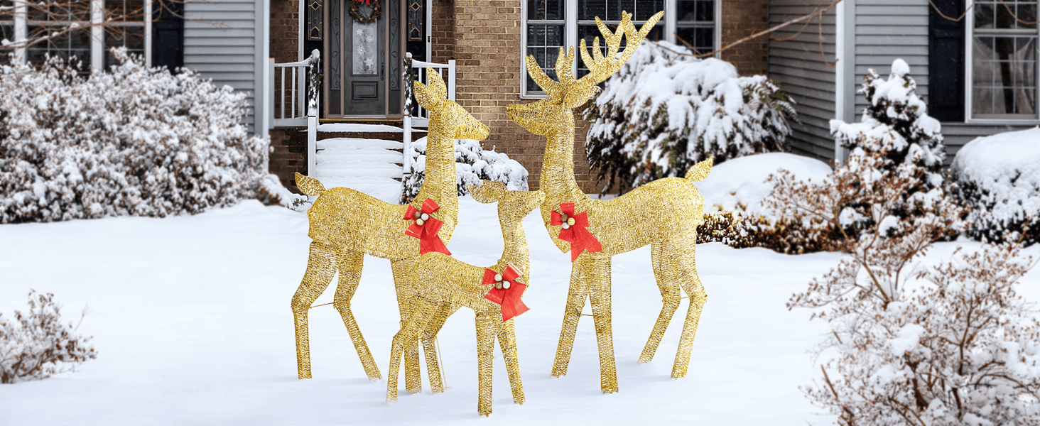 3 piece lighted deer