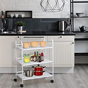 3 Tier Durable Metal Multi-Purpose Rolling Utility Cart