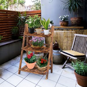 3-Tier Folding Wooden Plant Stand