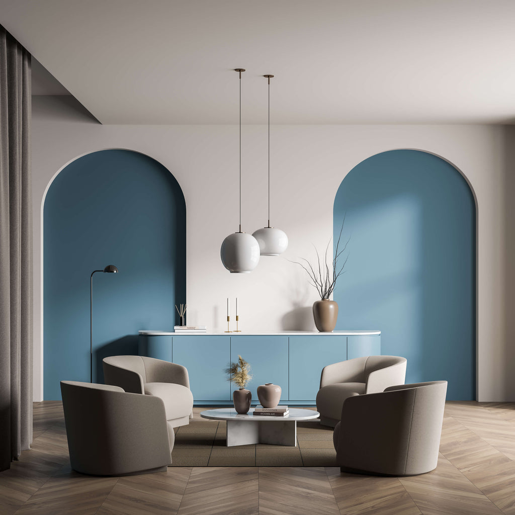 blue wall living room