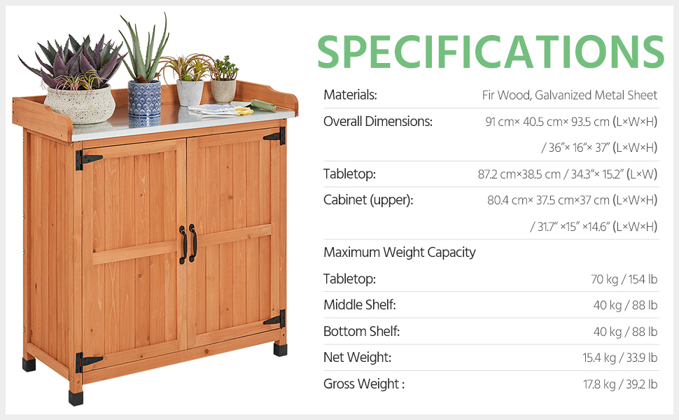 Garden Potting Bench Table