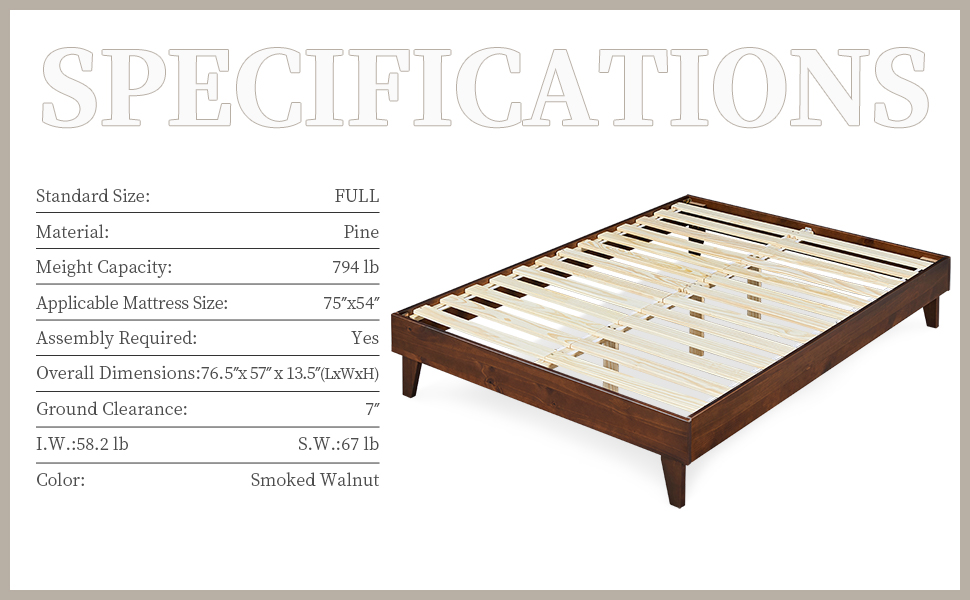 Yaheetech Wooden Bed Frame