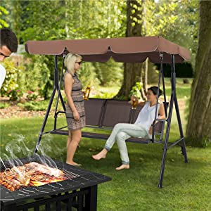 3-Seat Outdoor Patio Swing Chair