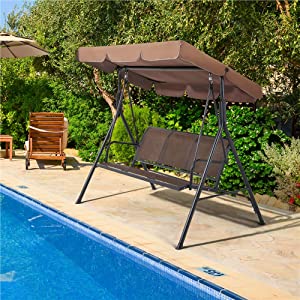 3-Seat Outdoor Patio Swing Chair