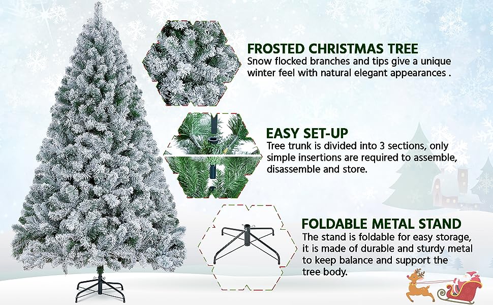 5ft/6ft/7.5ft/9ft Frosted Artificial Christmas Tree