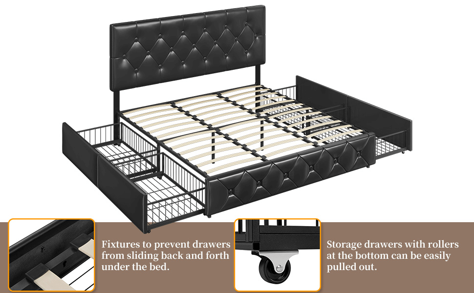 Yaheetech King Bed Frame with Drawer Storage