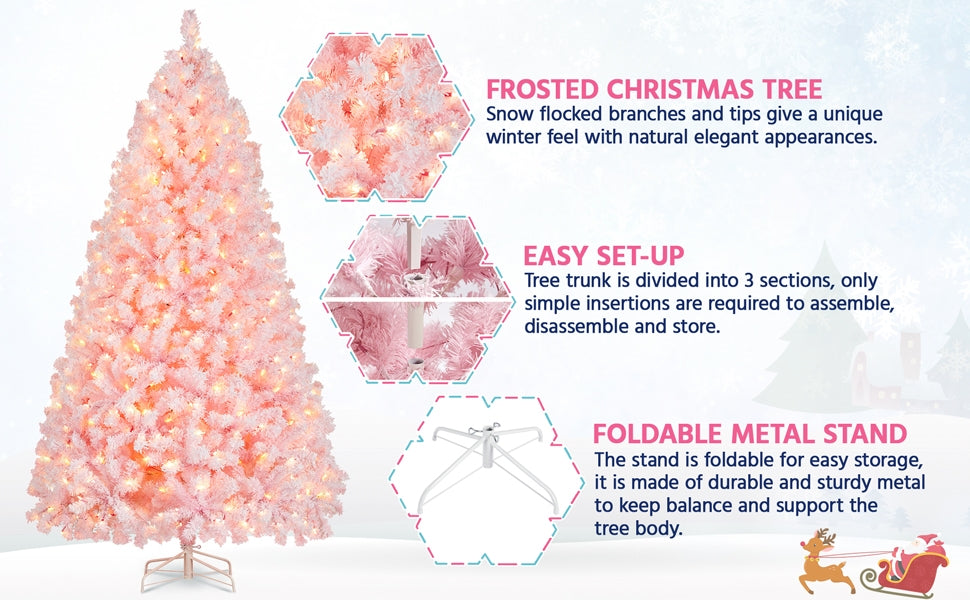 7.5’ Pre-lit Flocked Artificial Christmas Tree