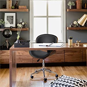 Yaheetech Modern Velvet Desk Chair Soft Height-Adjustable 360°Swivel  Computer Chair, Ivory