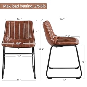 armless leather dining chair