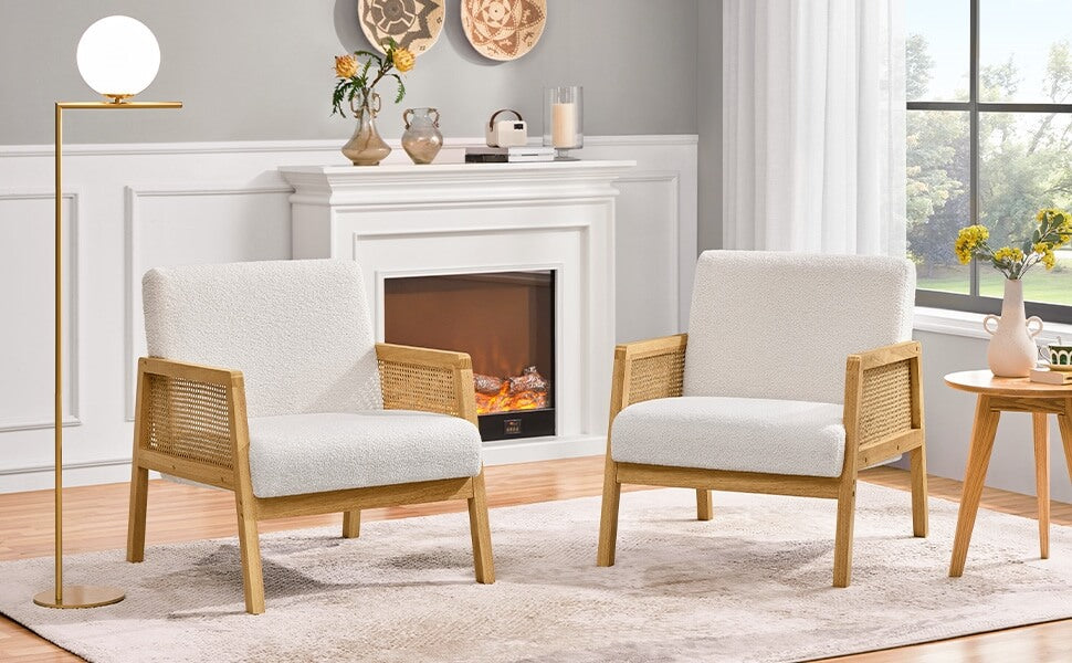 boucle upholstered arm chair