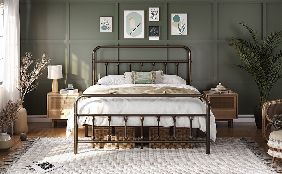 platform bed with metal frame