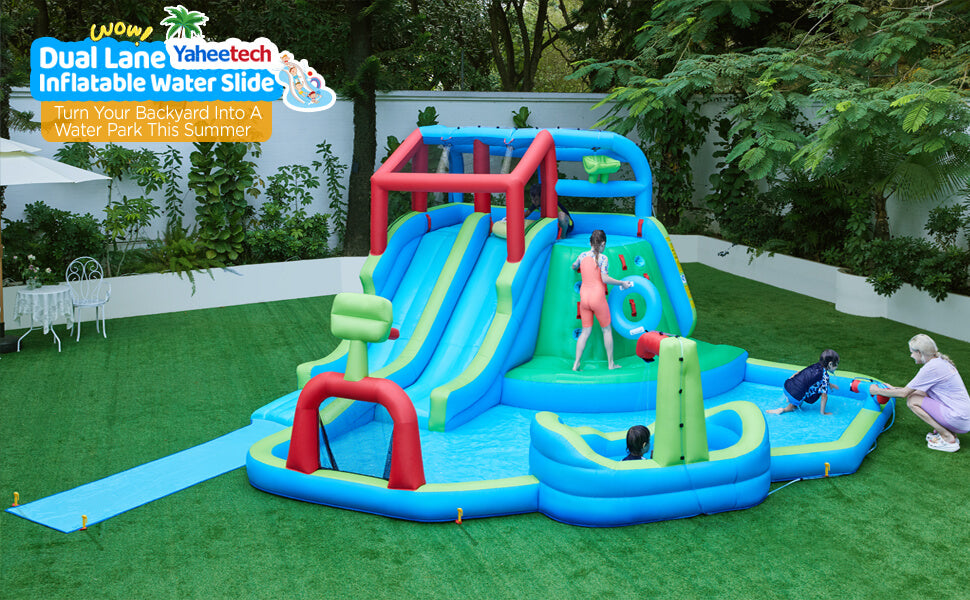inflatable water slide and pool