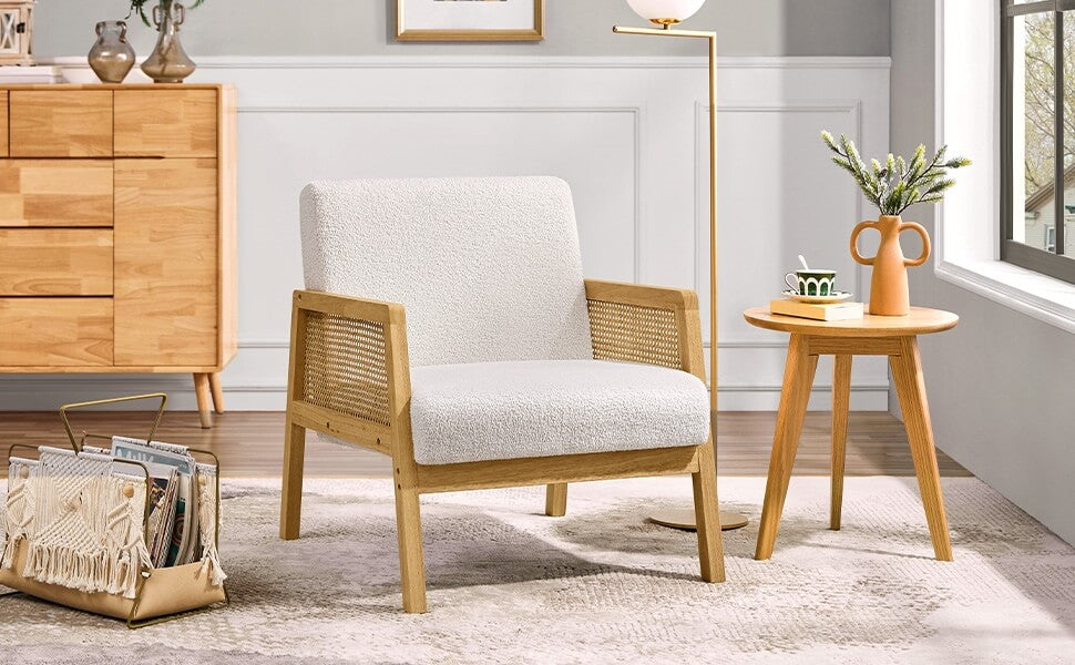boucle living room chair
