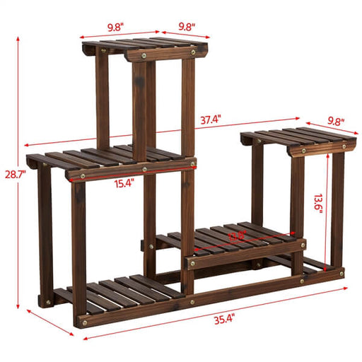 Yaheetech étagère à fleurs en bois porte pots de plante fleurs avec 6  tablettes support à roulettes pour intérieur et balcon 124 x 33 x 80 cm -  Conforama