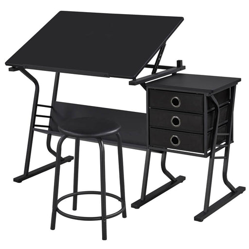 Yaheetech Drafting Table for Artists, Height Adjustable Drawing Desk  Art/Craft Desk Diamond Paintings Work Station w/ 2 Storage Drawers and  Stool for