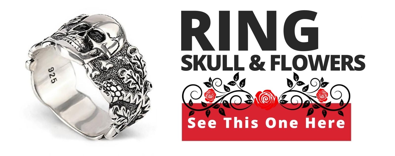 gothic biker skull ring