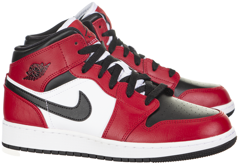 Air Jordan 1 Mid Chicago Black Toe) (Kids) - 554725-069 - Sneakerhead ...