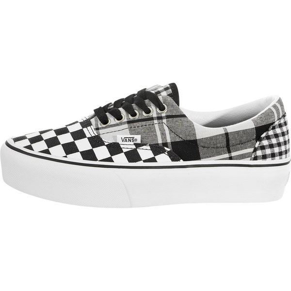 vans era plaid black