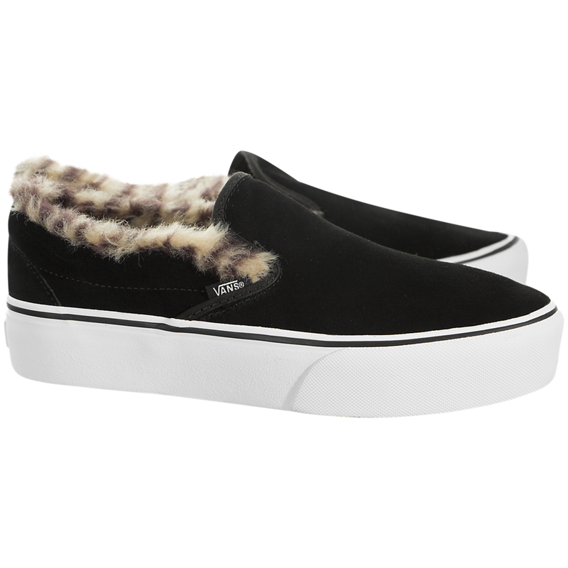 vans suede slip on platform with fur