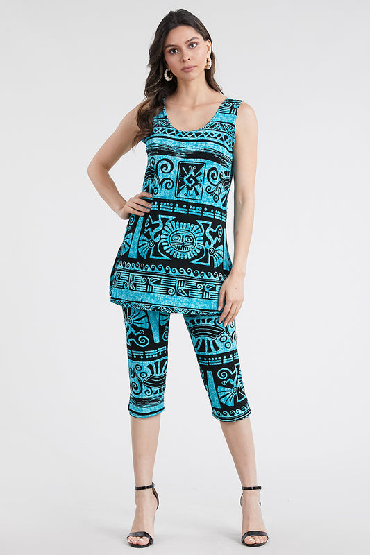 Jostar Women's Stretchy Capri Pants Set Short Sleeve Plus  Print,903BN-SXP-W009,Made in USA.Everyday wrinkle resistant, travel  friendly. Comfortable and trendy. – Jostar Online
