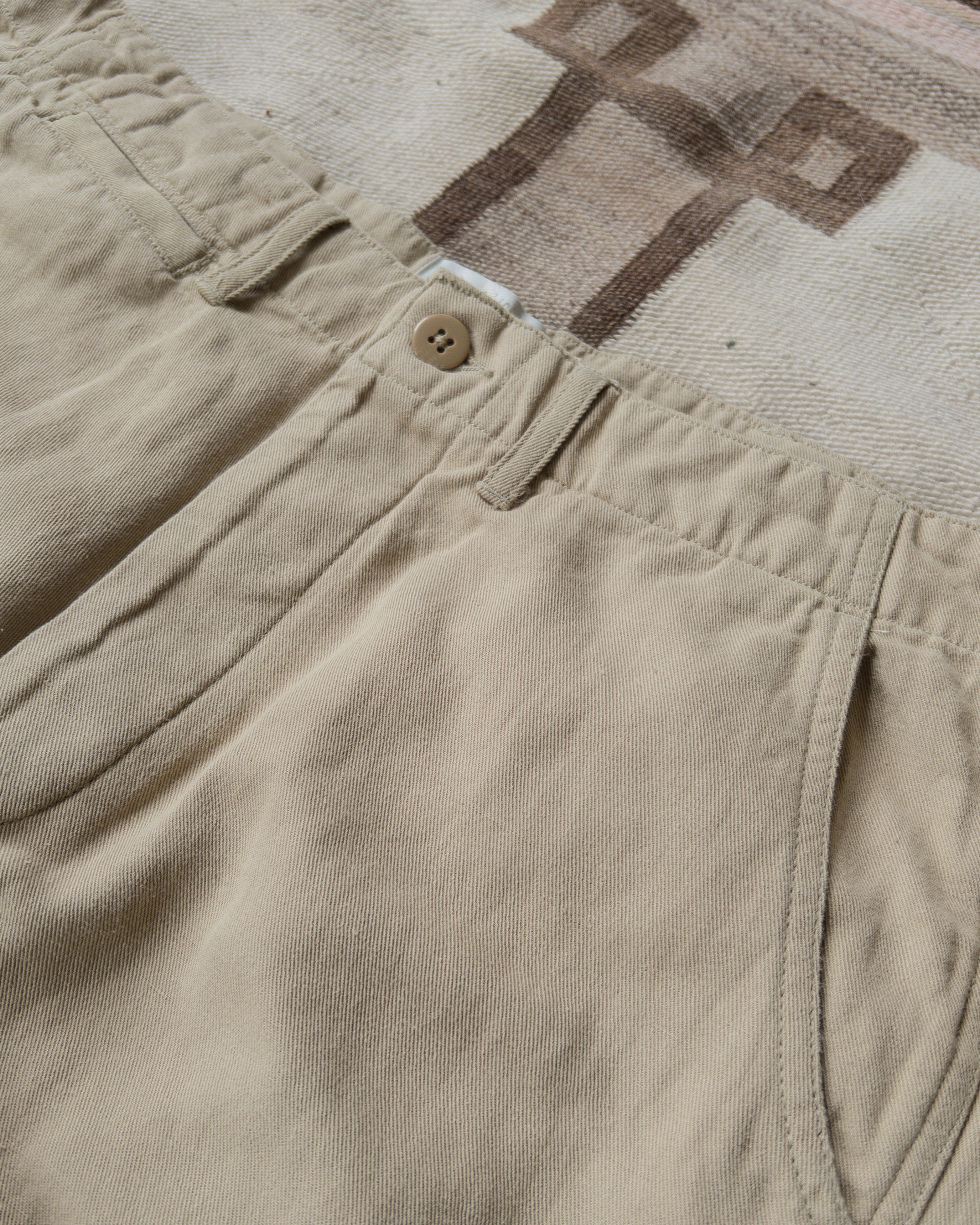 Flat Front Cotton Linen Twill Chino - Unbleached