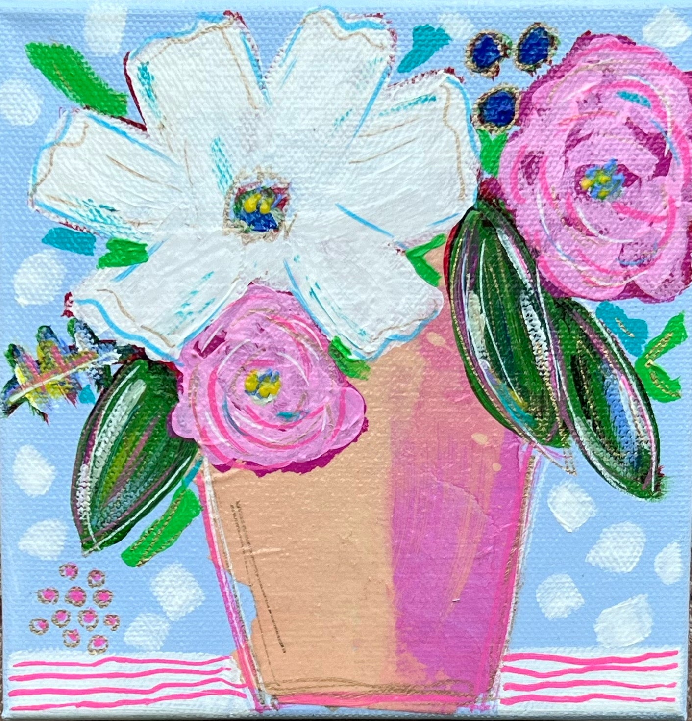"Petal Reverie" 6x6x2 Original on gallery wrapped canvas