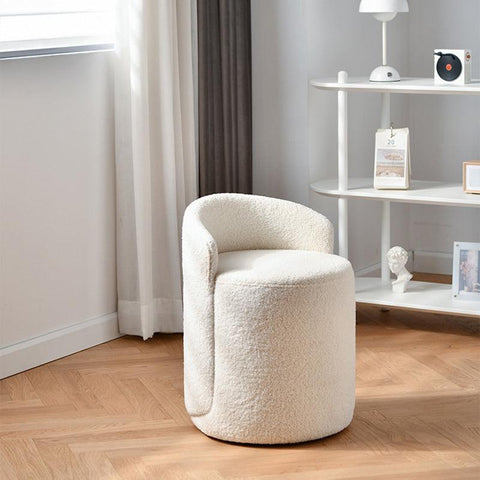 white boucle footstool