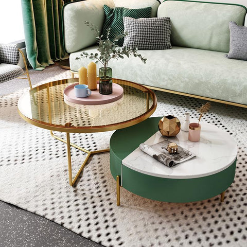 green nesting coffee table