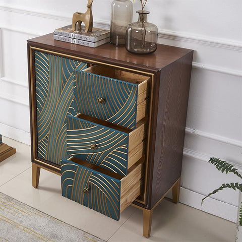 green sideboard with drawers