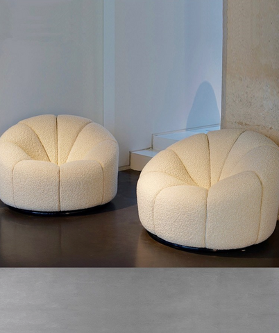 boucle round armchair