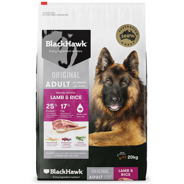 black hawk adult lamb and rice 20kg